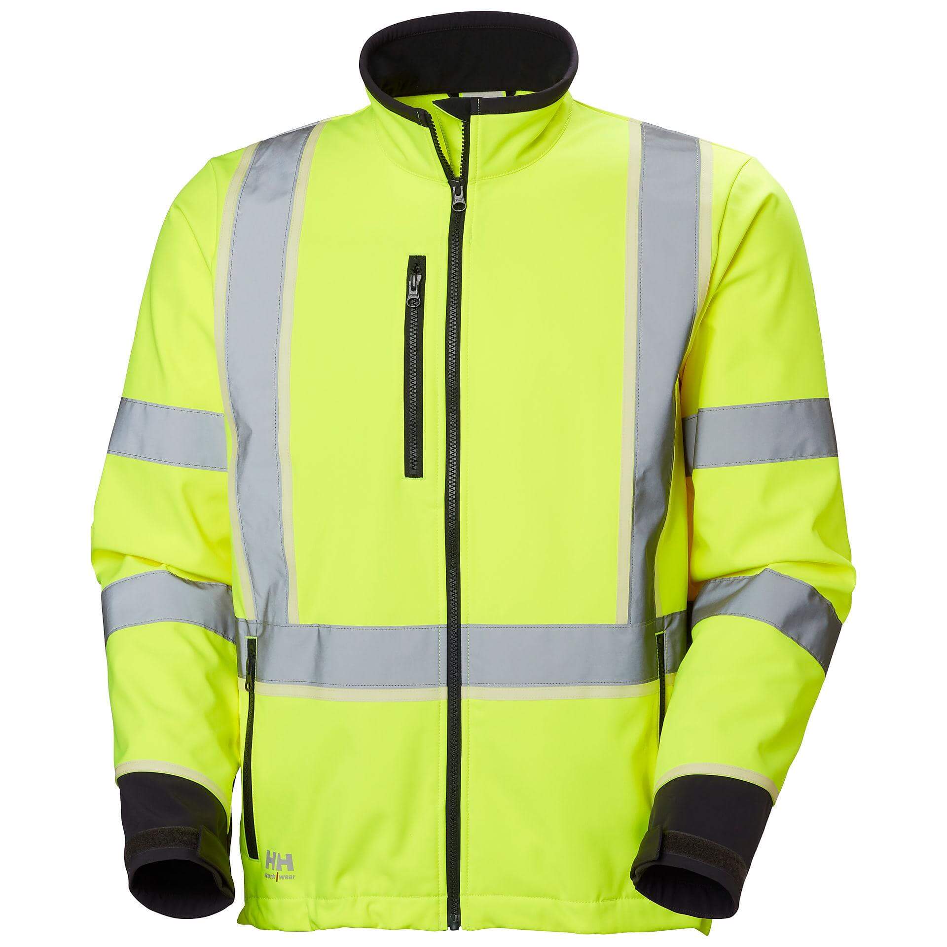 Helly Hansen UC-ME Hi-Vis Softshell Jacket Yellow/Ebony Front#colour_yellow-ebony