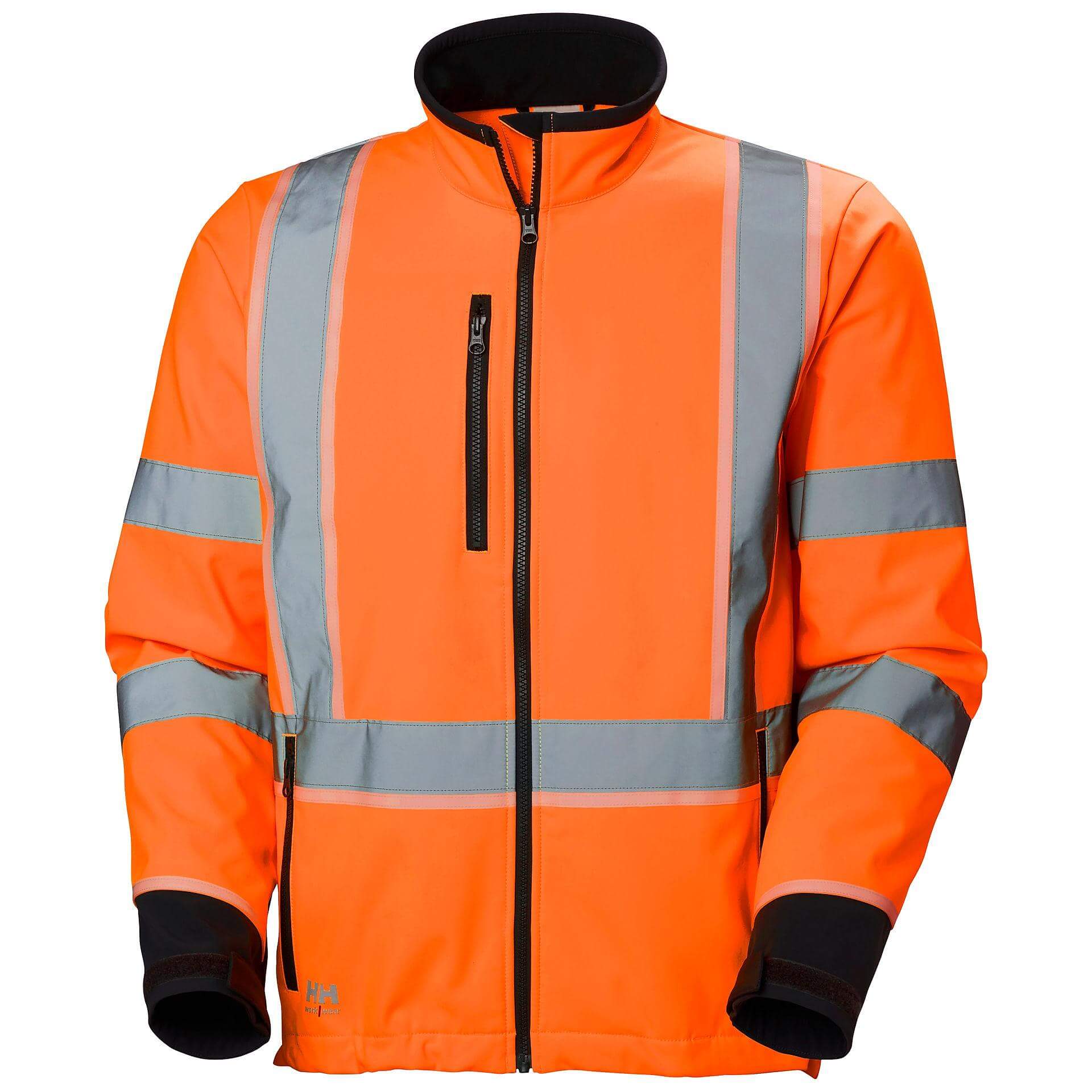 Helly Hansen UC-ME Hi-Vis Softshell Jacket Orange/Ebony Front#colour_orange-ebony