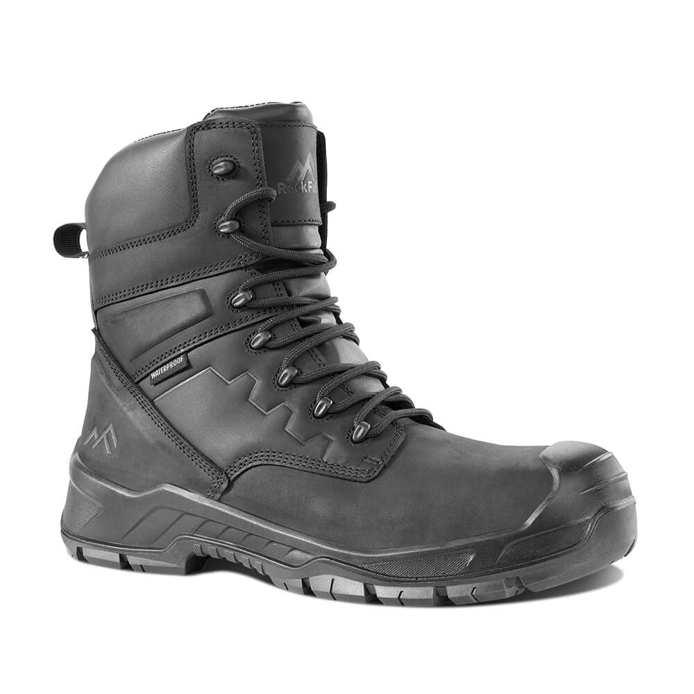 Rock Fall RF750 Boone S7S Metal Free High Leg Side-Zip Lightweight Waterproof Safety Boots Black 1#colour_black